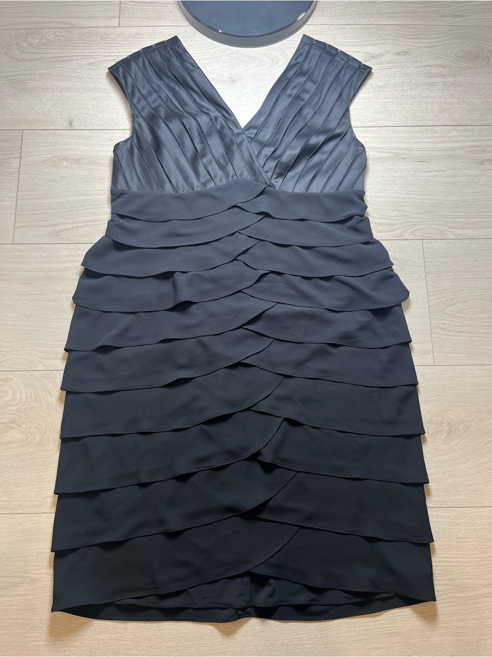 Adrianna papell black sleeveless tiered ruffle cocktail dress women’s size 16w